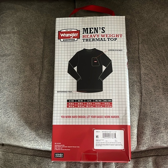 Wrangler Men’s Heavyweight Thermal Top Blue Size Medium New in Package - Picture 2 of 3